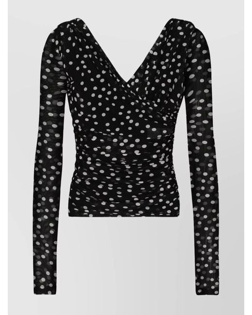 Dolce & Gabbana Black Polka-Dot Draped Off-Shoulder Blouse
