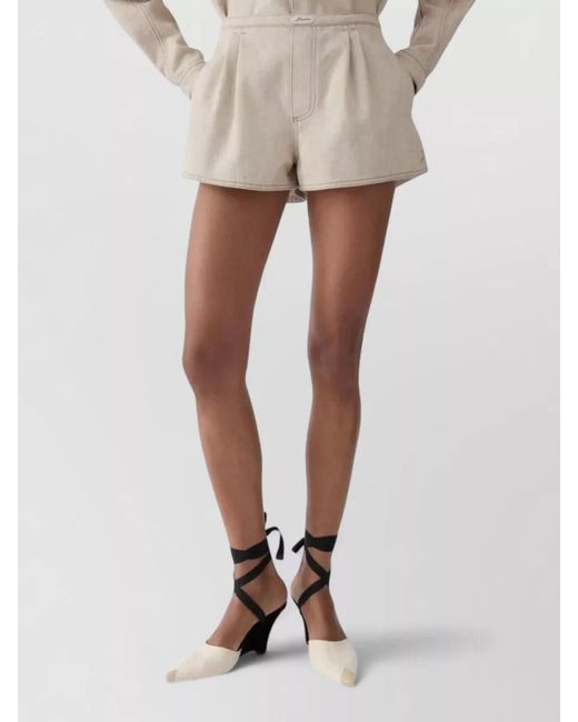 Jacquemus Natural Tailored Denim Shorts Pleated Elastic Waistband
