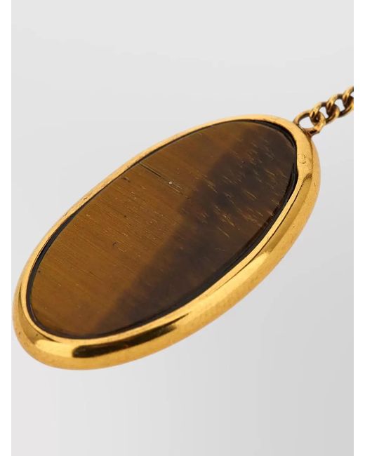 Dries Van Noten White Stone Necklace Long Chain Oval Pendant for men