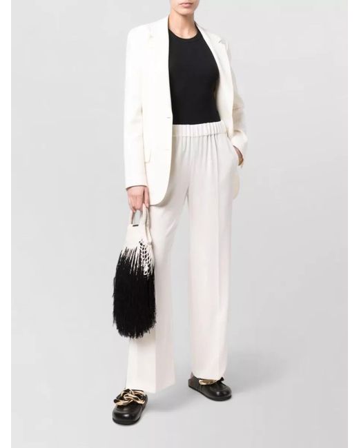 Alberto Biani White High Waist Cady Trousers Pressed Crease