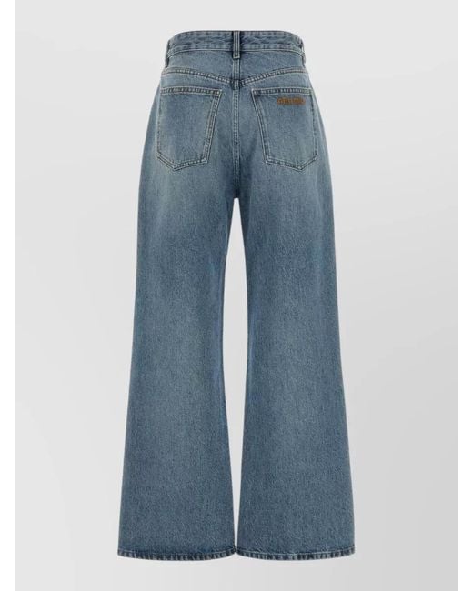 Miu Miu Blue High Rise Wide Leg Denim Trousers