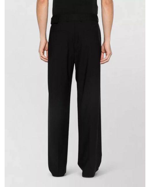 Emporio Armani Black Wool Wide-Leg Trousers for men