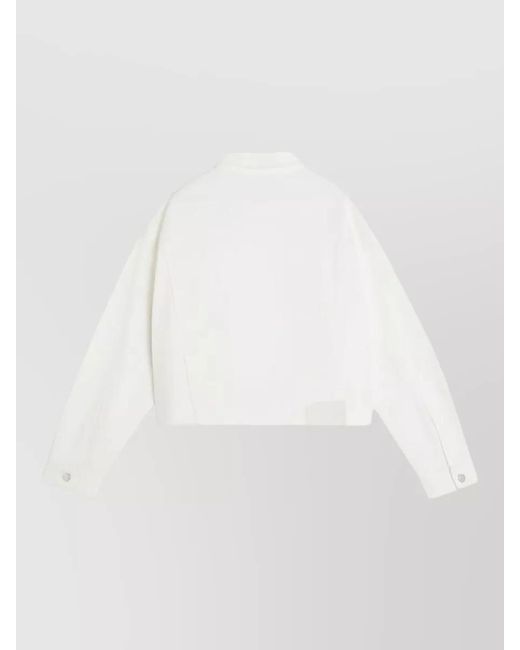 Maison Kitsuné White Cropped Denim Jacket Collared Buttoned Cuffs