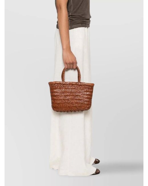 Dragon Diffusion Brown Mini Flat Gora Leather Tote Bag