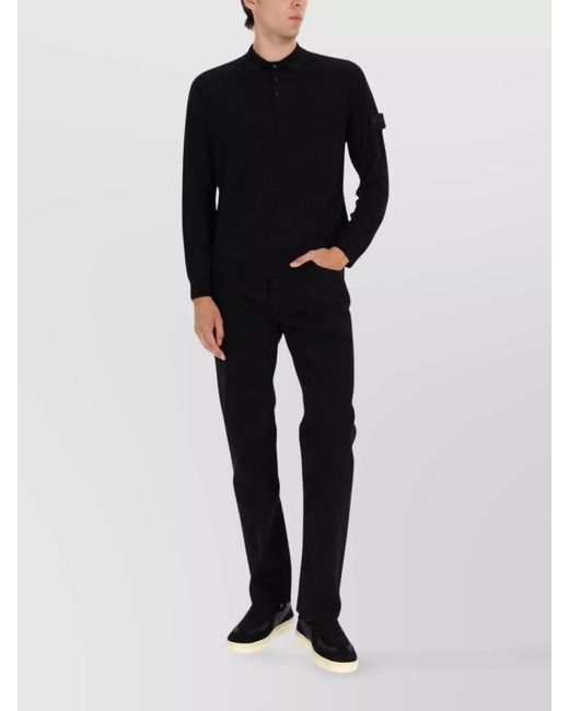 Stone Island Black Denim Regular-Fit Trousers for men