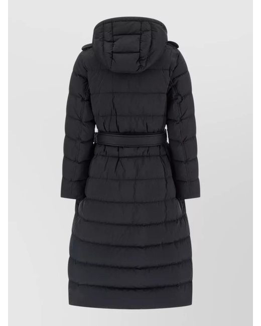 Burberry Blue Quilted Double-Breasted Belted Puffer Jacket
