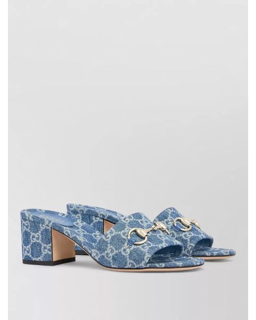 Gucci Blue Siaga 55 Open Toe Block Heel Sandals