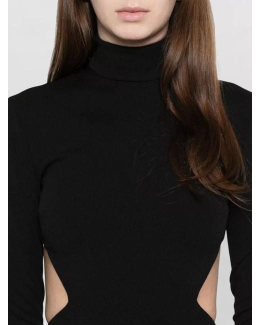 Solace London Black Maxi Dress High Slit Backless Cutout