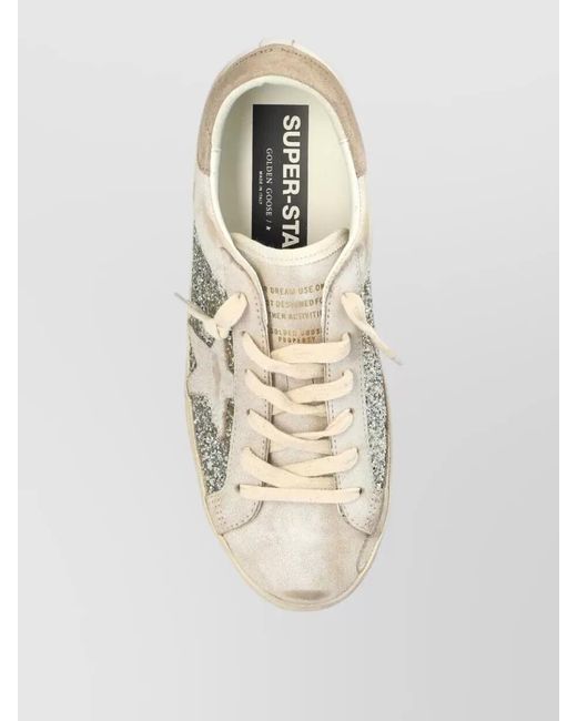 Golden Goose Deluxe Brand Natural Superstar Lace Up Sneakers Leather Star