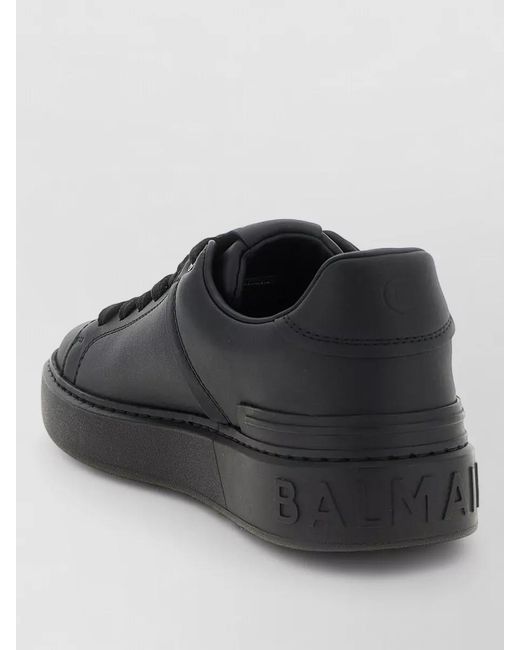 Balmain Black Leather Low-Top Sneakers for men