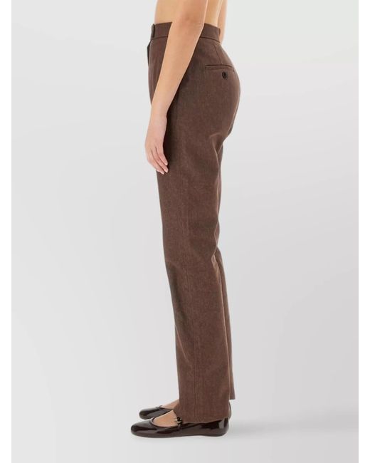 Max Mara Brown Cotton Straight-Leg Trousers