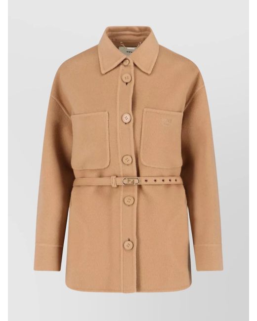 Fendi Natural Cashmere Crewneck Cardi-Coat