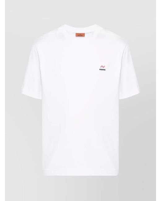Missoni White Mesh Cotton Logo-Embroidered Short-Sleeve T-Shirt for men