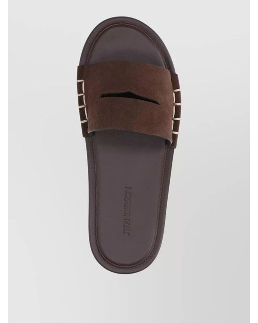 J.W. Anderson Brown Sandals Open Toe Flat Sole Suede Strap for men