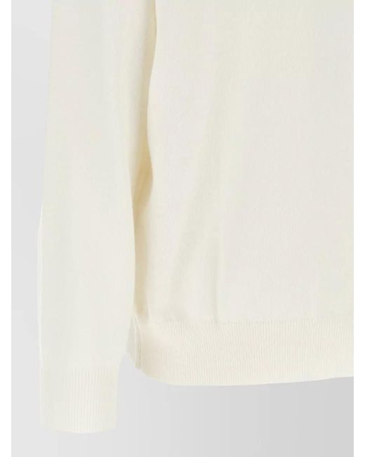 Brunello Cucinelli White Monile Cashmere Turtleneck Sweater Long Sleeves
