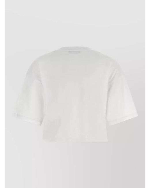 Balmain Multicolor Plage Motif Cropped Crew Neck T Shirt