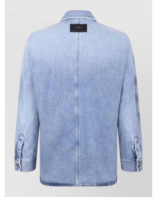 Givenchy Blue Denim Button Down Shirt Long Sleeves for men