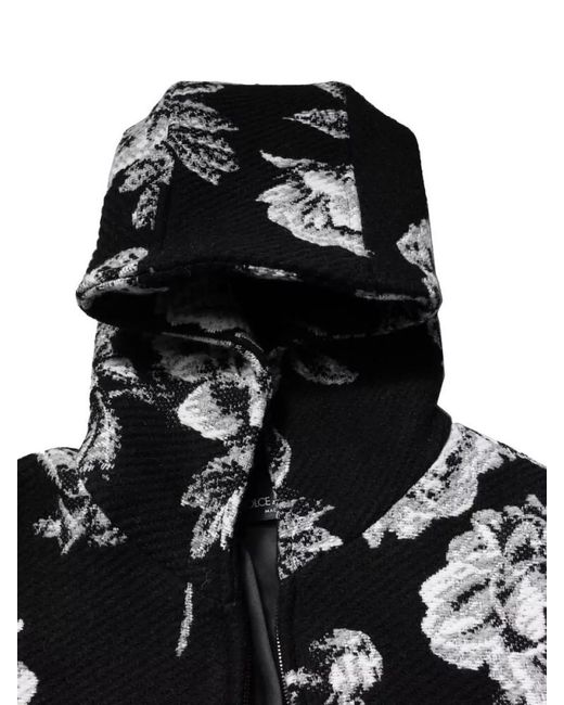 Dolce & Gabbana Black Floral-Print Hooded Jacket for men