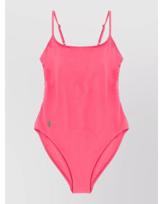 Polo Ralph Lauren Pink Kennedy Swimsuit Scoop Neck High Leg