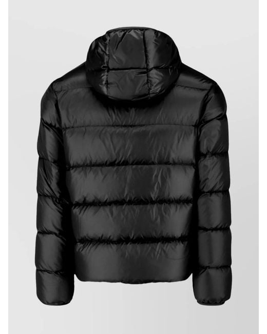 Aspesi Black Hooded Quilted Jacket Side Pockets for men
