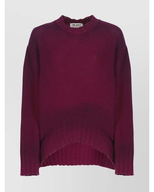 The Attico Purple Wool Cashmere Oversized Crewneck Jumper