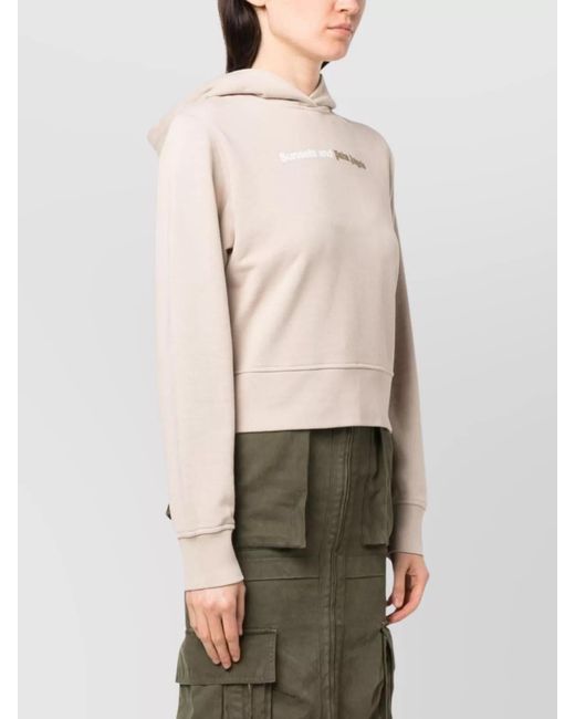 Palm Angels Natural Cotton Logo Print Hoodie