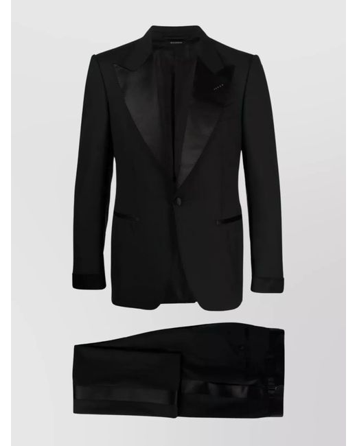 Tom Ford Black Tailored Evening Suit Featuring Satin Lapels for men