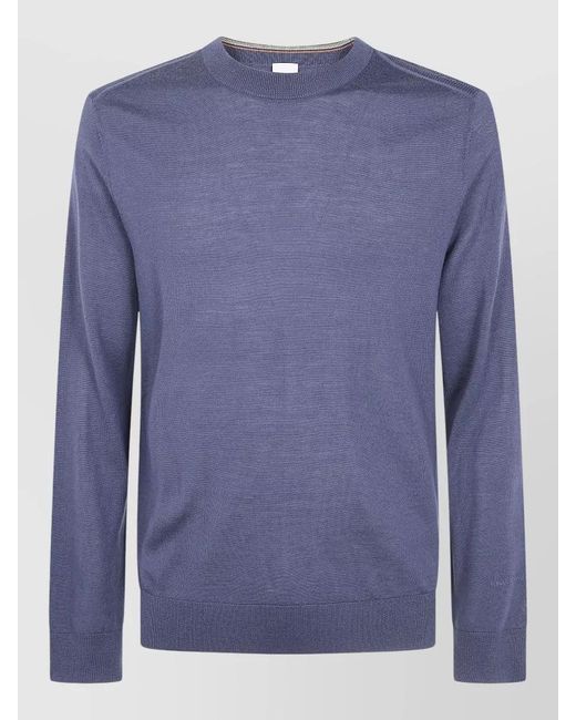 Paul Smith Blue Crew Neck Sweater Long Sleeve for men