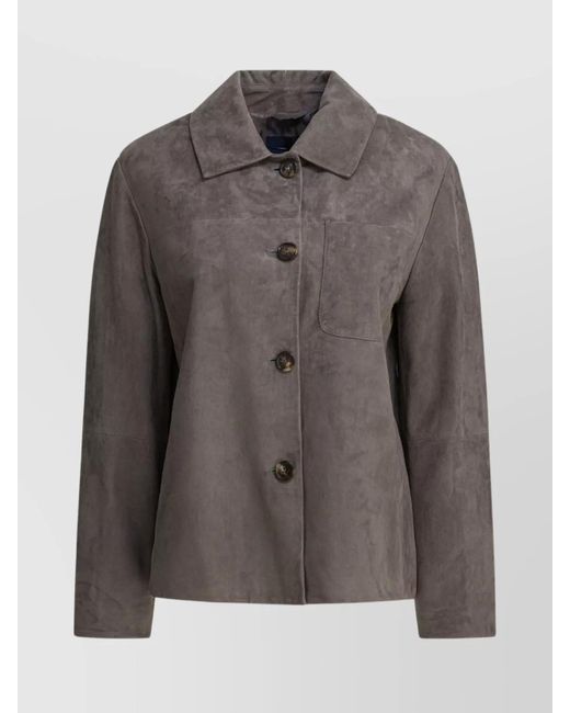 Max Mara Brown Collared Jackets With Chest Pocket And Long Sleeves