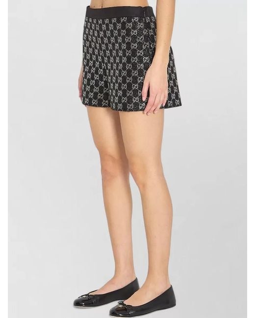 Gucci Black Embroidered Lamé Wool Tweed Shorts