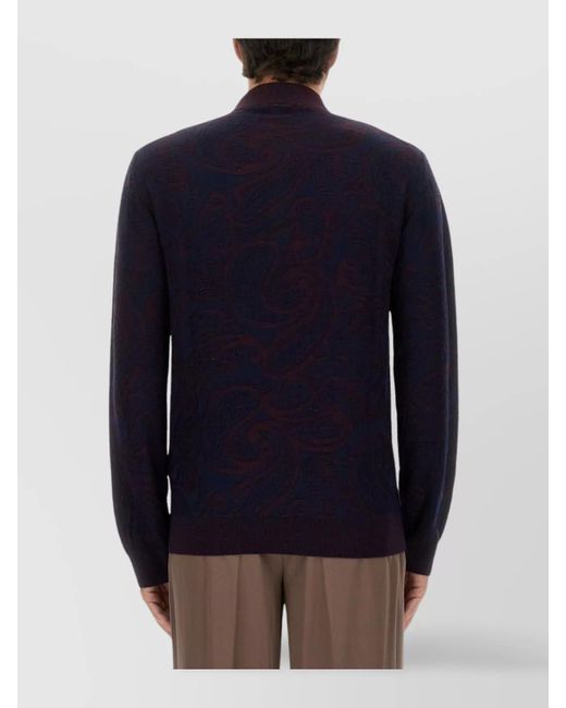 Etro Blue Long-Sleeve Polo Shirt for men