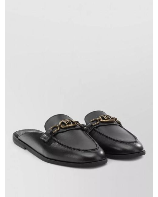 Pinko Gray Leather Loafers