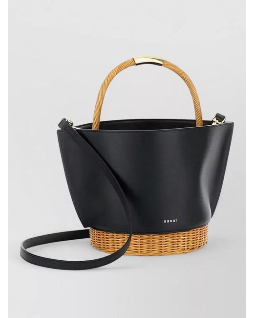 Sacai Blue Leather Crossbody Bag Front Logo Detail