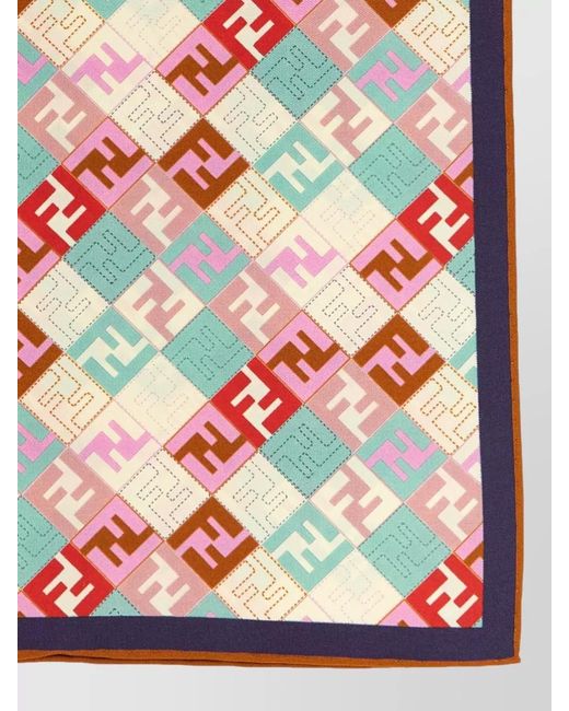Fendi Gray Square Scarf Lightweight Soft Texture Design