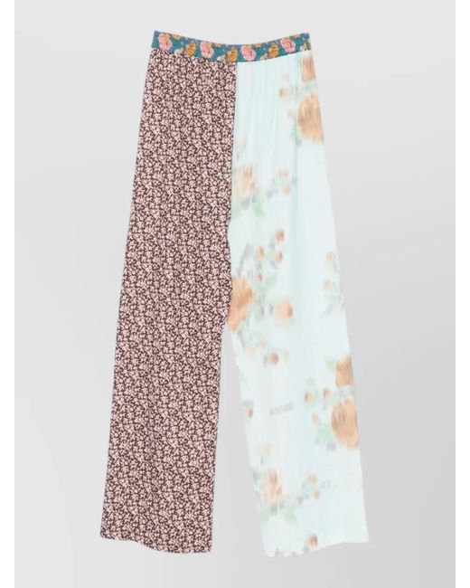 Moschino White Wide Leg Trousers Color Block Stripes