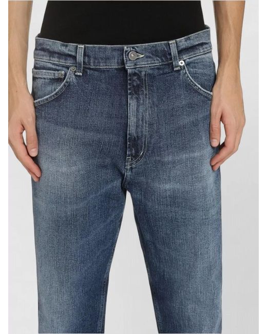 Dondup Blue Paco Slim Fit Cuffed Hem Jeans for men