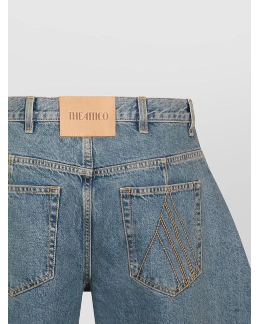 The Attico Blue Denim Cropped Wide-Leg Jeans