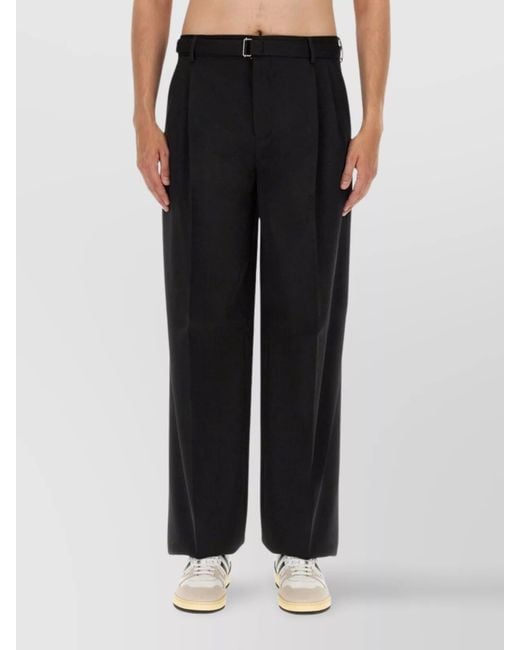 Lanvin Black Wool Wide-Leg Trousers for men