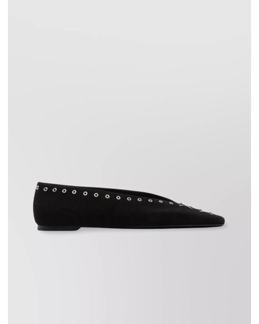 Totême White Leather Lace Up Ballerina Flats