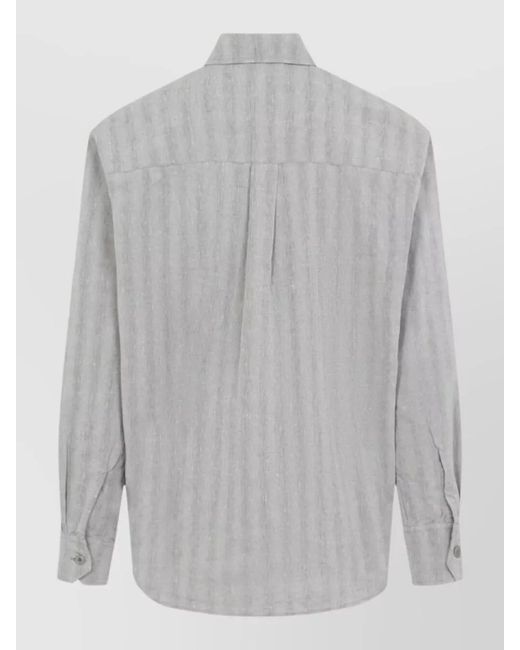 Our Legacy Gray Above Striped Shirt Cotton Linen Long Sleeves for men