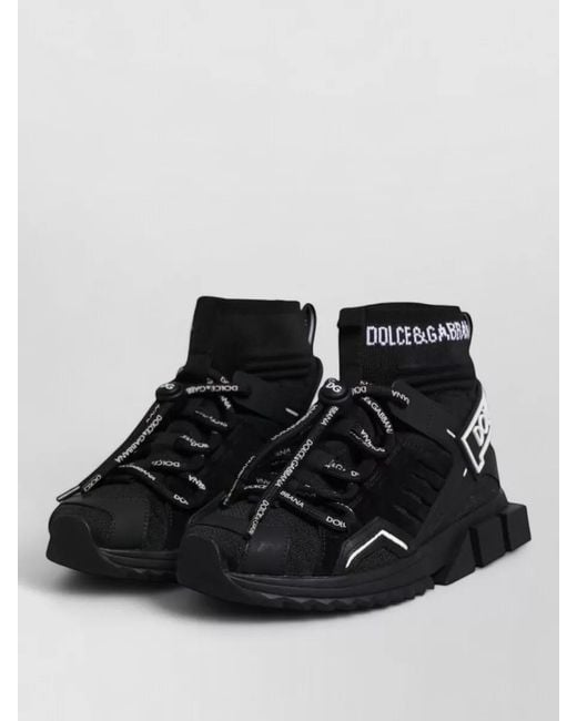 Dolce & Gabbana Black Sock Lace-Up Sneakers