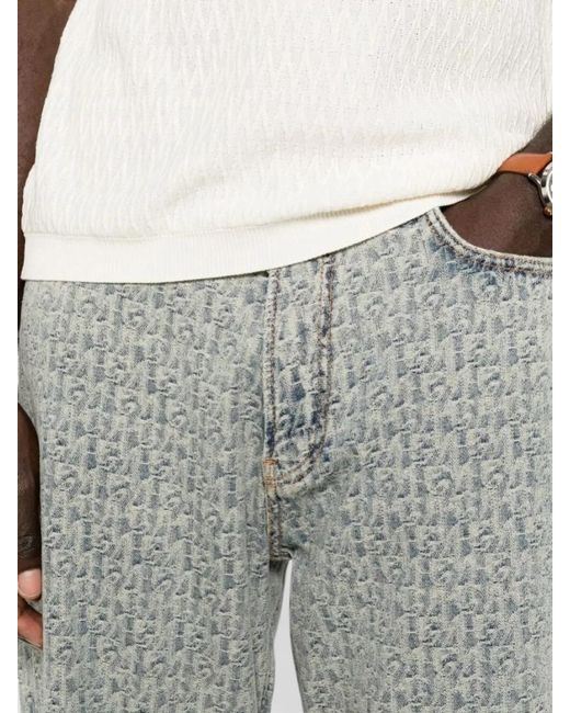 Emporio Armani Gray Monogram Cotton Denim Jeans Five Pocket for men