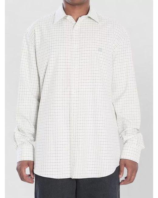 Céline White Checked Cotton Regular-Fit Long-Sleeve Shirt for men