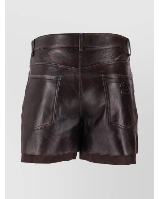 Miu Miu Black Leather Shorts