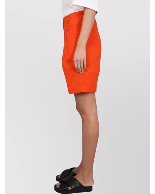 Aspesi Orange High-Waisted Cotton Poplin Shorts