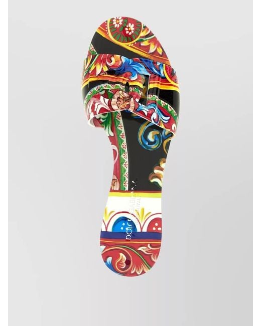 Dolce & Gabbana Multicolor Bianca Slides Open Toe Flat Sole Strap