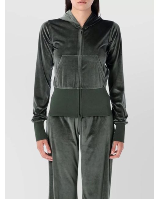 Balenciaga Green Bistretch Velvet Zip-Up Hoodie