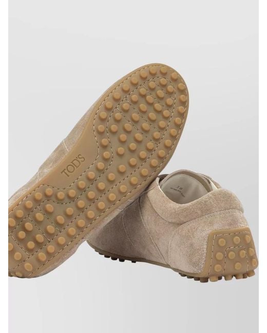 Tod's Natural Leather Lace-Up Sneakers