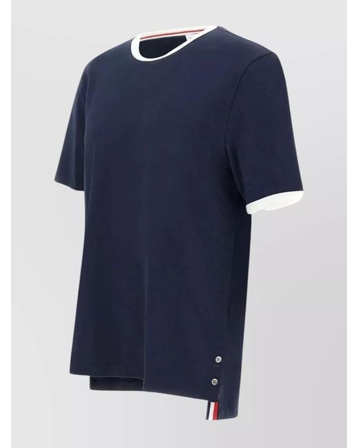 Thom Browne Blue Striped Cotton Crew Neck T-Shirt for men