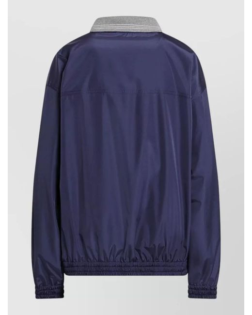 Miu Miu Blue Jacket Contrast Collar Elastic Cuffs Pockets